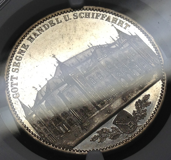 ドイツ、ブレーメンの1864年新証券取引所ターラー銀貨について