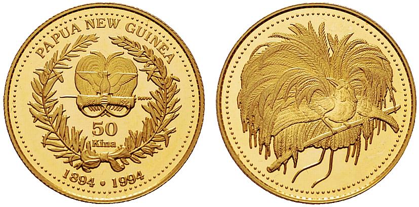 パプアニューギニア極楽鳥金貨