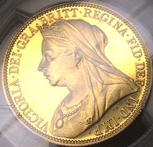 1893年ヴィクトリアのプルーフ2ポンド金貨