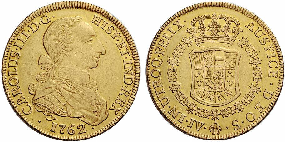 スペイン王カルロス3世のエスクード金貨について