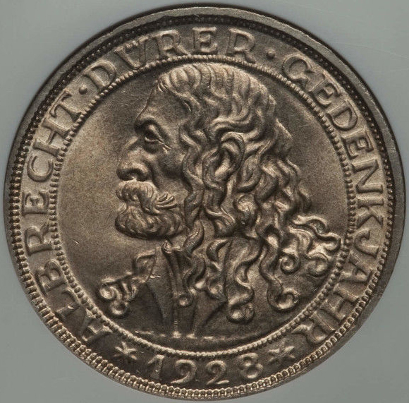 ワイマール1928年アルブレヒト デューラー 400周年記念 3マルク銀貨