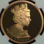 英国 イギリス エリザベス 馬上の女王 5ポンド金貨 2002年 NGC PF69 ULTRA CAMEO プルーフ