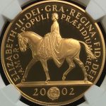 英国 イギリス エリザベス 馬上の女王 5ポンド金貨 2002年 NGC PF69 ULTRA CAMEO プルーフ